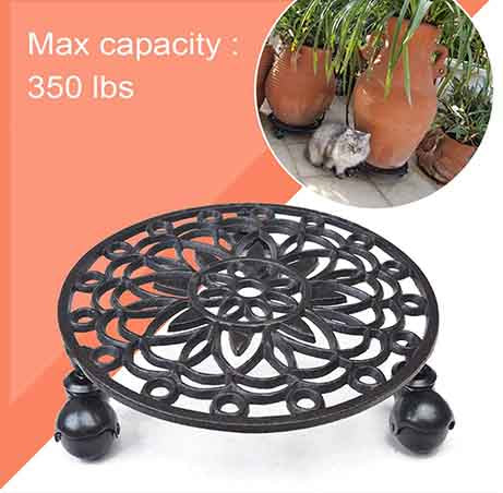 Pot Stand on Wheels Black 03