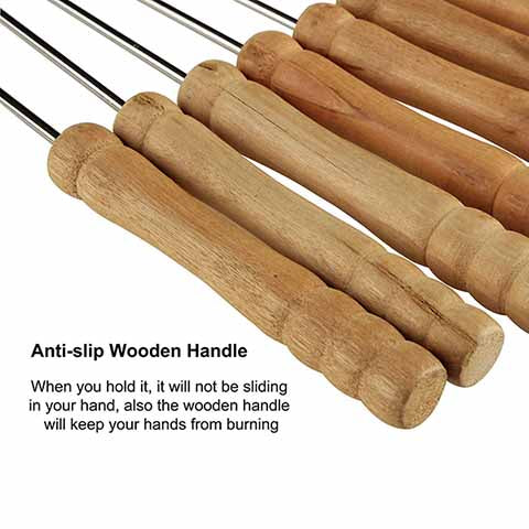 12Pcs Stainless Steel Needles Stick Wood Handle 2