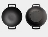 34cm Cast Iron Wok with Wooden Lid 3
