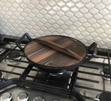 34cm Cast Iron Wok with Wooden Lid 5