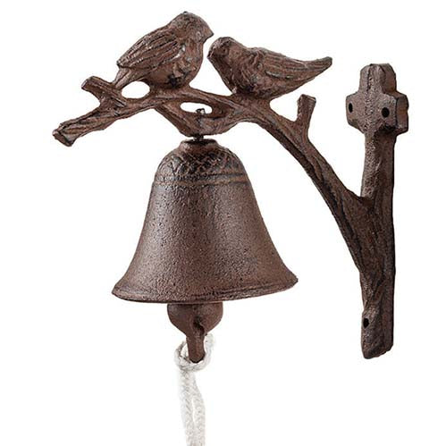 Antiqued Brown Cast Iron Birds Bell