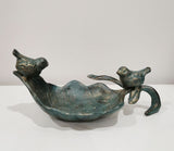Green Two Birds Birdbath Bird Feeder