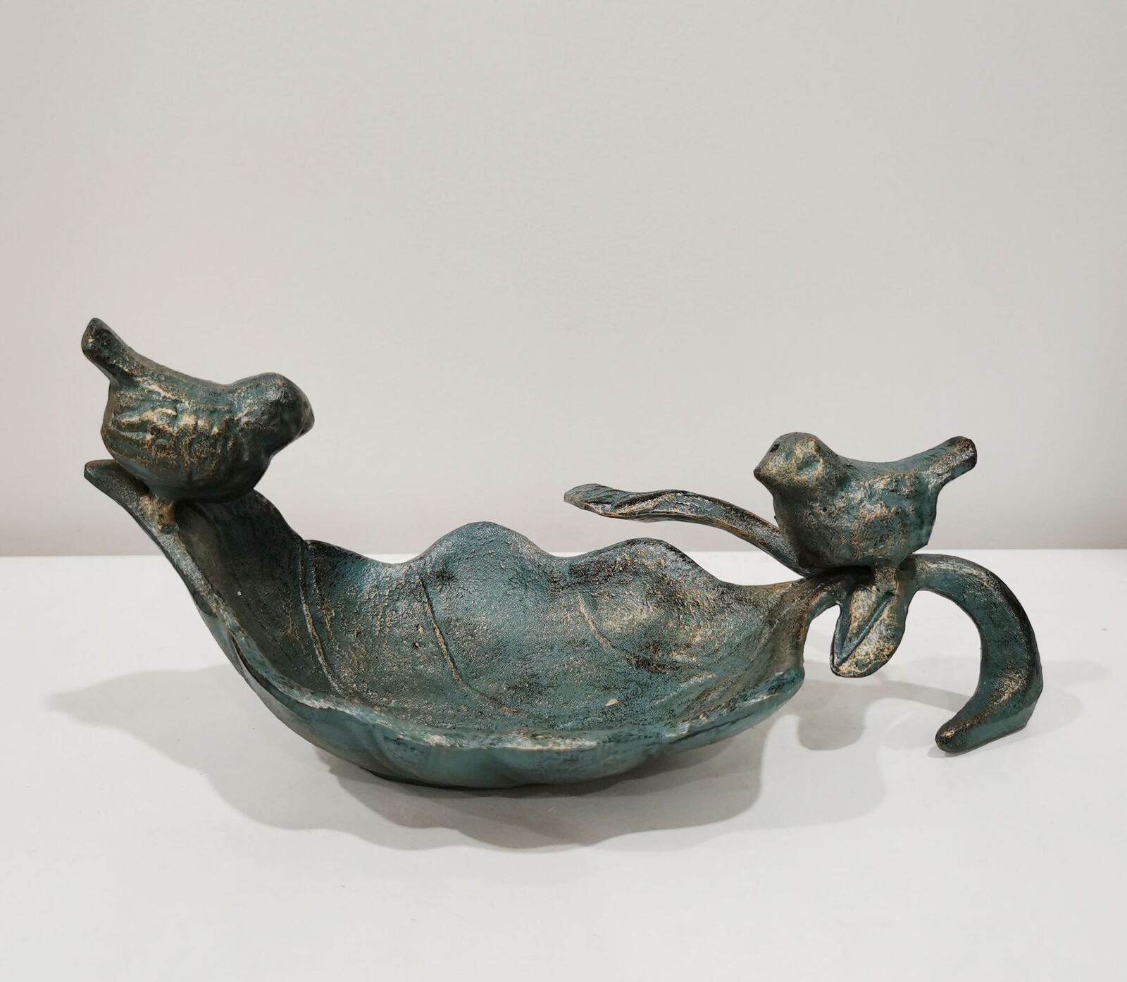 Green Two Birds Birdbath Bird Feeder