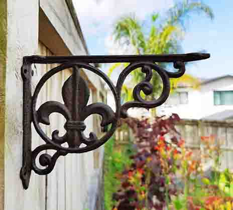Fleur de Lis Wall Shelf Bracket Brown 01