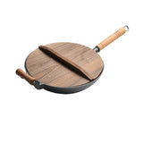 32cm cast iron wok wooden handle 05